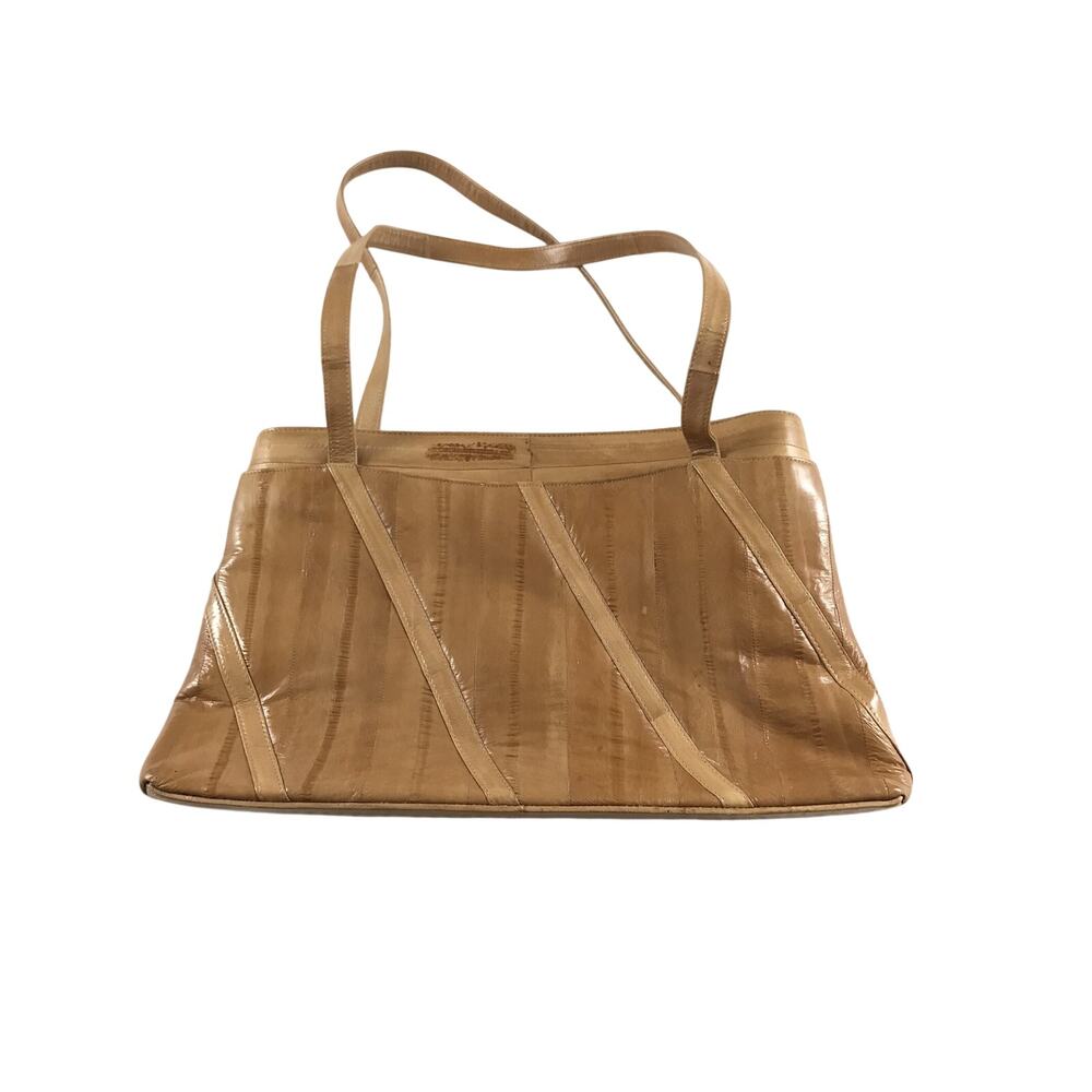 Eel Skin Leather Purse Vintage Leather of the Sea Tan Shoulder Bag 4 Compartment